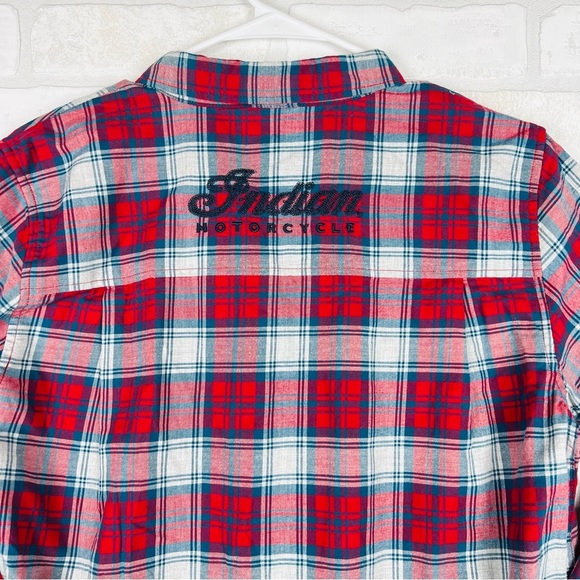 POLARIS INDIAN MOTORCYCLES WOMENS RED SCRIPT EMB SHIRT SIZE MEDIUM NWT - Picture 13 of 14